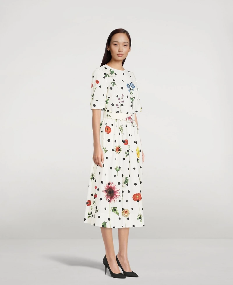 Poplin Midi Dress With Belt