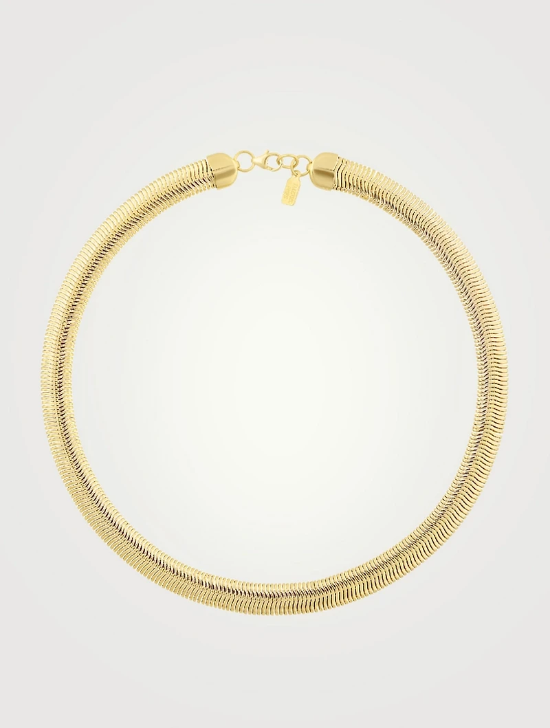 Cobra 14K Gold Plated Thick Herringbone Chain Necklace