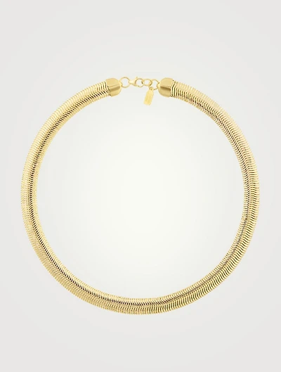 Cobra 14K Gold Plated Thick Herringbone Chain Necklace