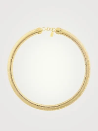 Cobra 14K Gold Plated Thick Herringbone Chain Necklace