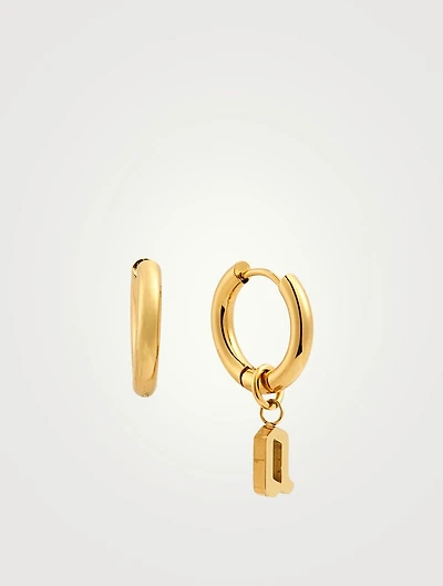 Open 14K Gold Plated Hoop Earrings With A Letter