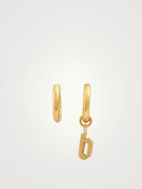 Open 14K Gold Plated Hoop Earrings With B Letter