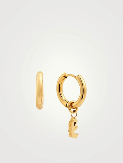 Open 14K Gold Plated Hoop Earrings With E Letter