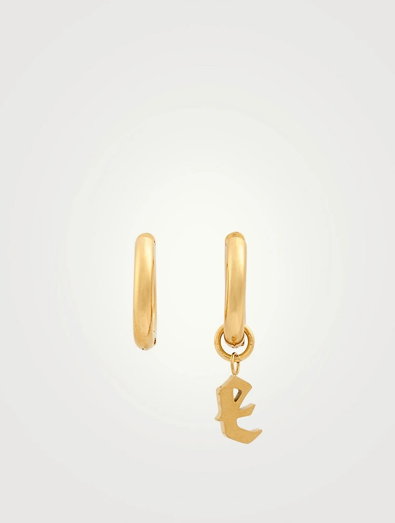 Open 14K Gold Plated Hoop Earrings With E Letter