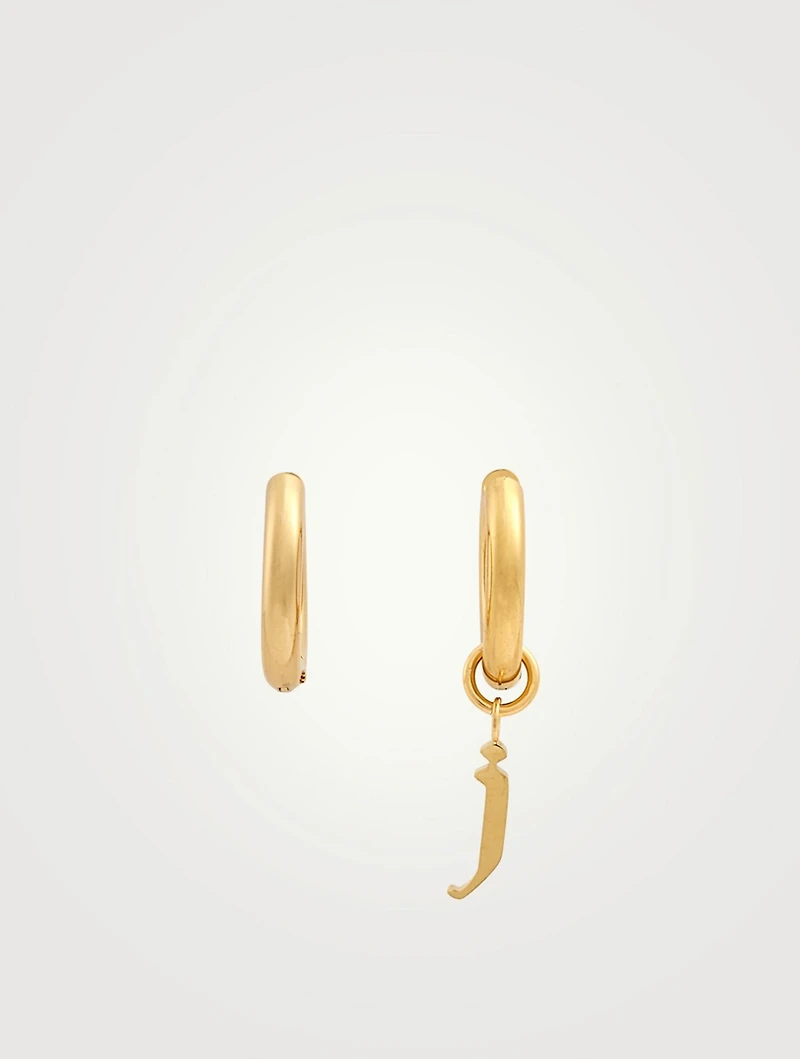 Open 14K Gold Plated Hoop Earrings With J Letter