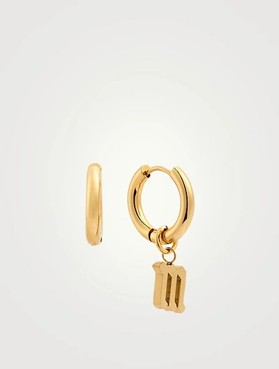 Open 14K Gold Plated Hoop Earrings With M Letter