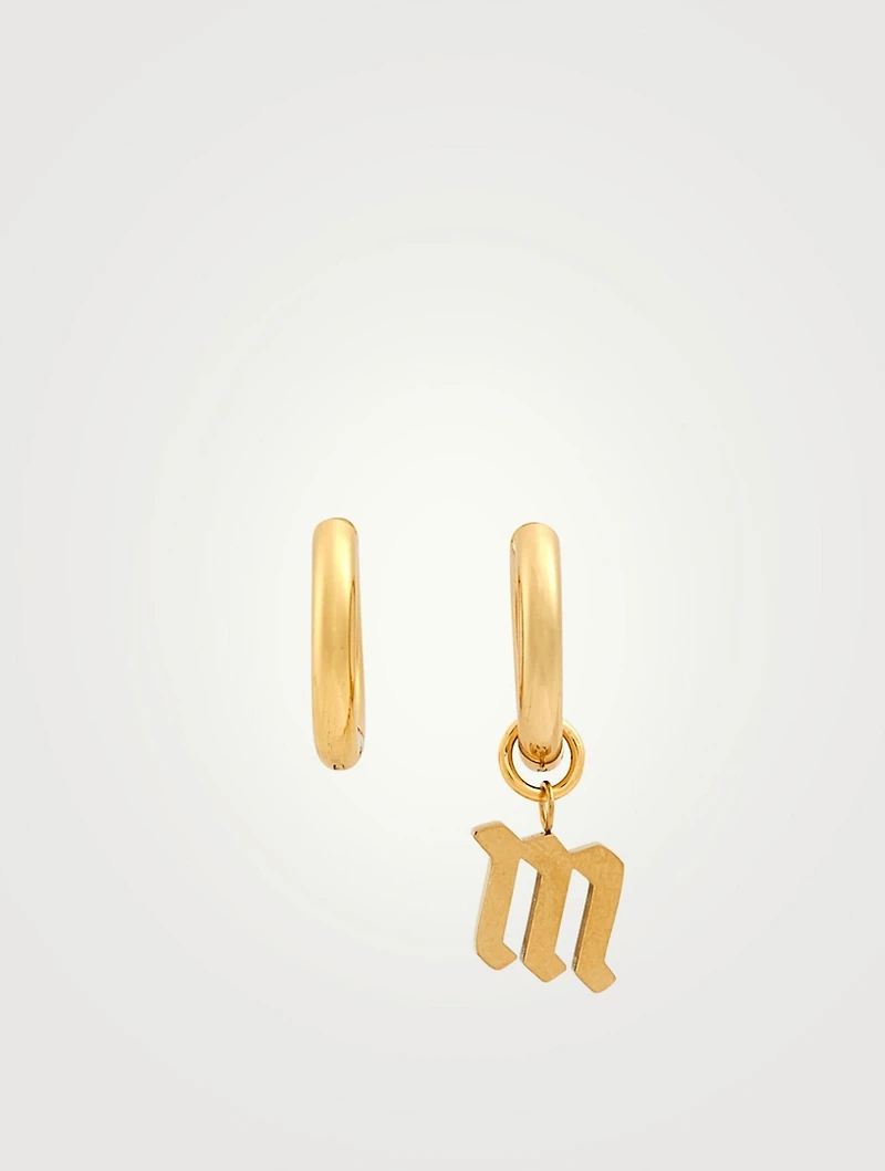 Open 14K Gold Plated Hoop Earrings With M Letter