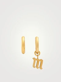 Open 14K Gold Plated Hoop Earrings With M Letter