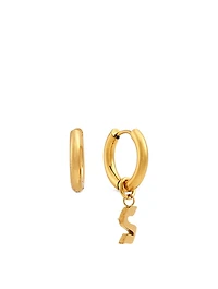 Open 14K Gold Plated Hoop Earrings With S Letter