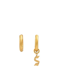 Open 14K Gold Plated Hoop Earrings With S Letter