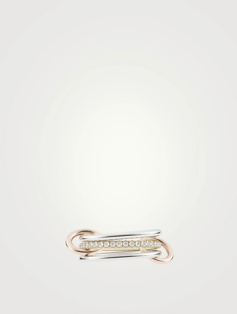Sonny MX 18K Gold Stacked Ring With Diamonds