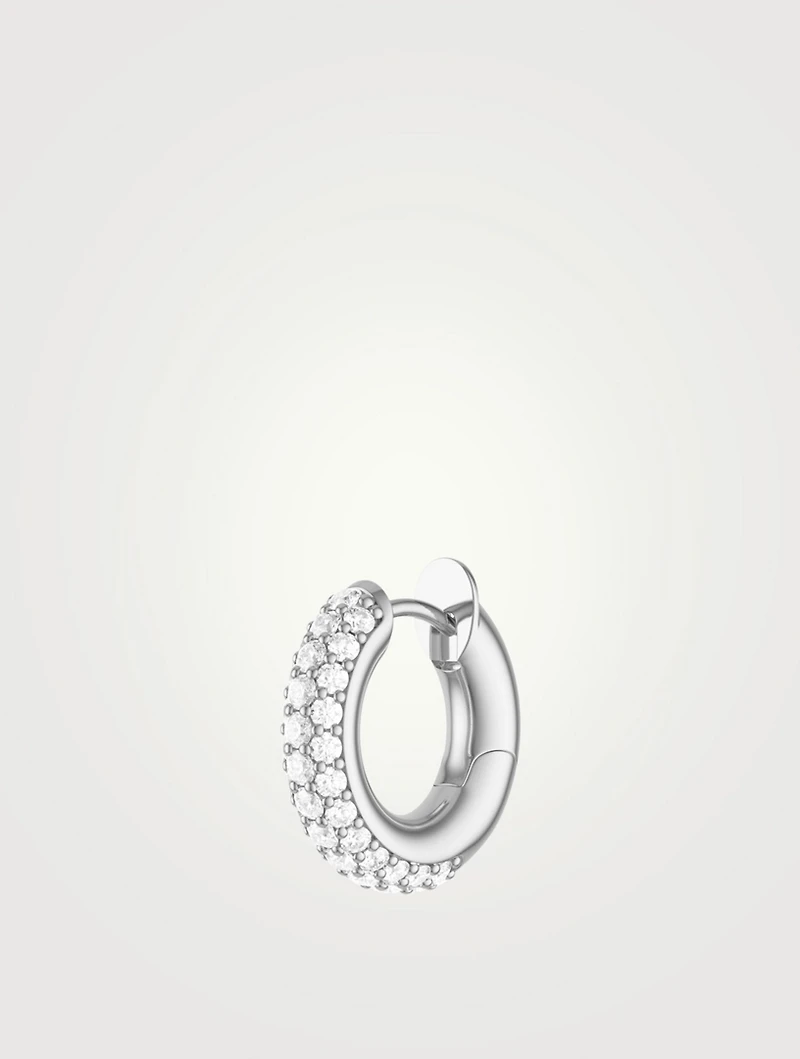 18K White Gold Macrohoop Earring With Diamonds