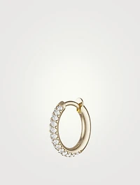 18K Gold Microhoop Earring With Diamonds