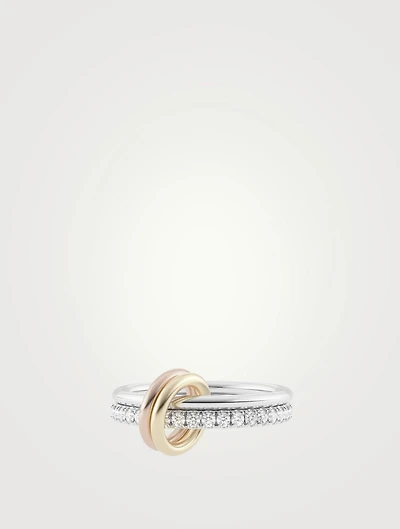 Marigold Sterling Silver Stacked Ring With Diamonds