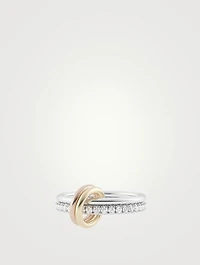 Marigold Sterling Silver Stacked Ring With Diamonds