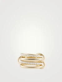 Polaris YG 18K Gold Stacked Ring With Diamonds