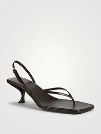 Constance Leather Heeled Slingback Thong Sandals