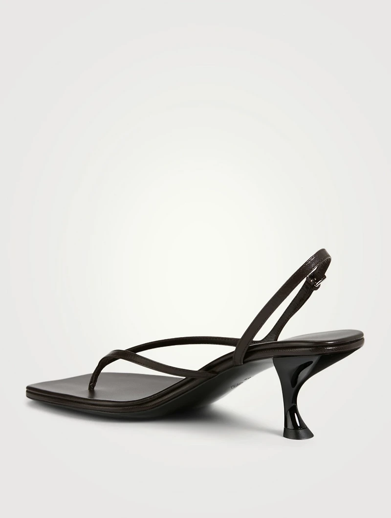 Constance Leather Heeled Slingback Thong Sandals