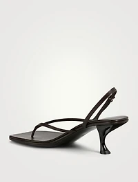 Constance Leather Heeled Slingback Thong Sandals