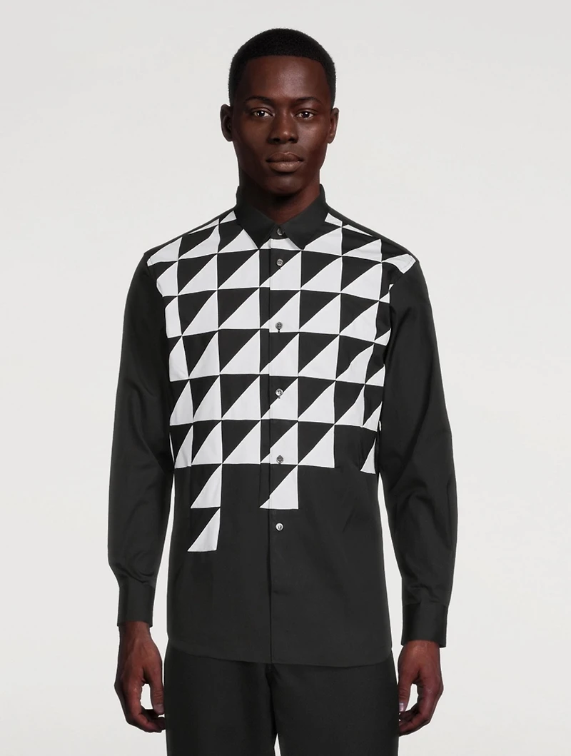Cotton Shirt Triangle Check Print
