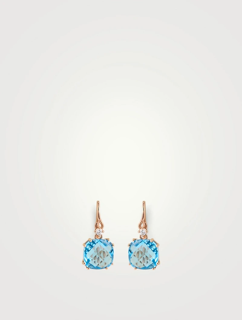 Classics 14K Rose Gold Drop Earrings With Blue Topaz And Diamonds
