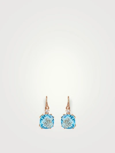 Classics 14K Rose Gold Drop Earrings With Blue Topaz And Diamonds