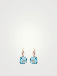 Classics 14K Rose Gold Drop Earrings With Blue Topaz And Diamonds