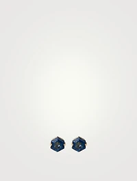 Bloom 14K Gold Hexagon Stud Earrings With Blue Topaz