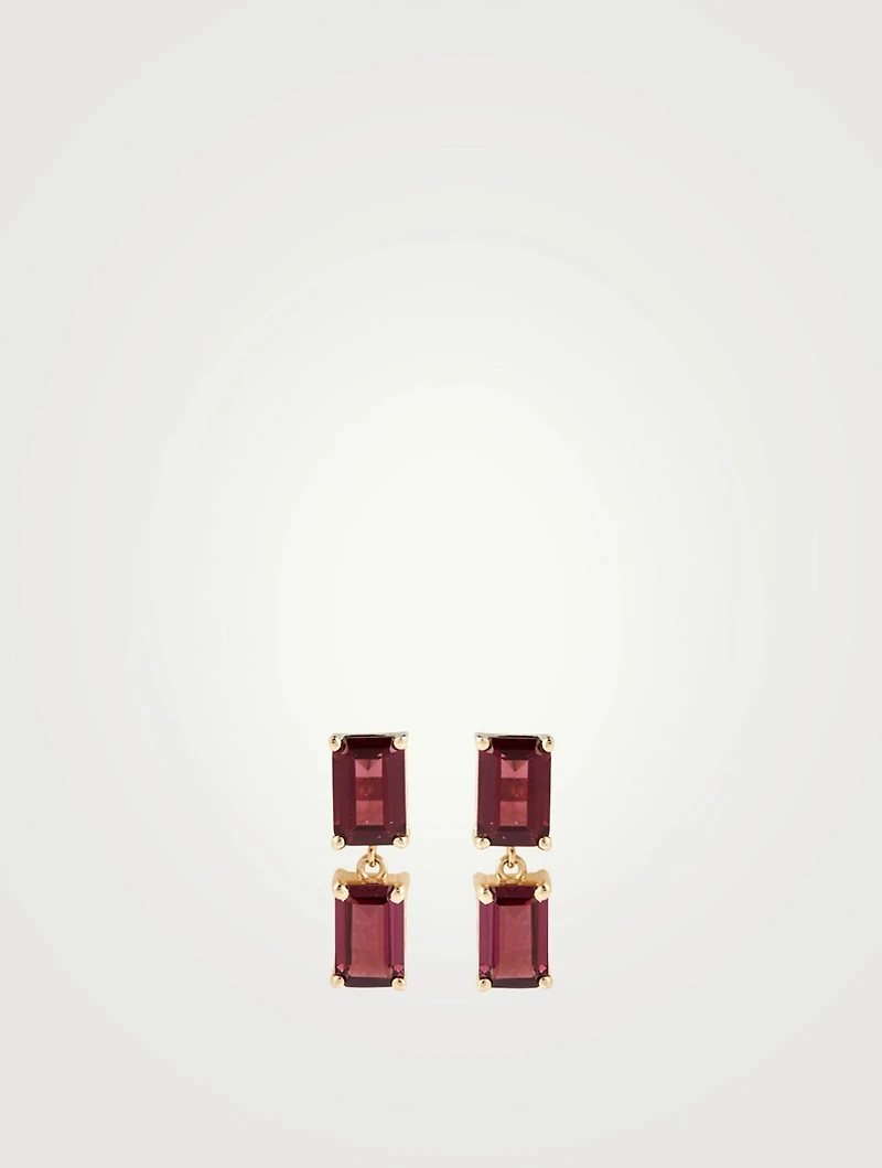 14K Gold Stud Earrings With Rhodolite