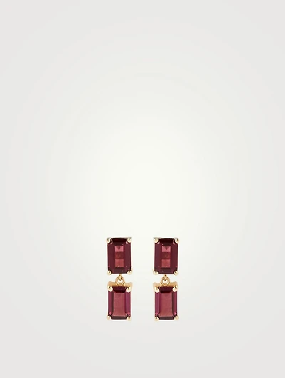 14K Gold Stud Earrings With Rhodolite
