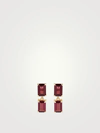 14K Gold Stud Earrings With Rhodolite