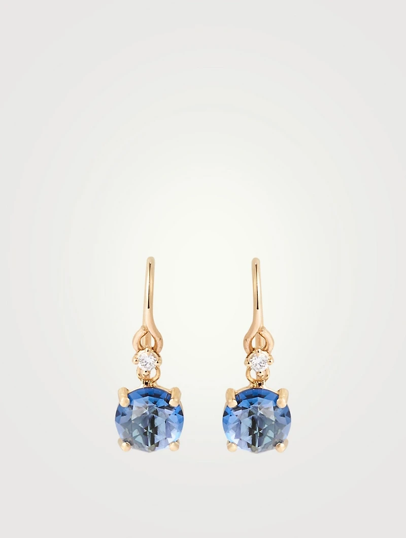 Bloom 14K Gold Drop Earrings With Blue Topaz And Diamonds