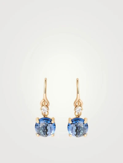 Bloom 14K Gold Drop Earrings With Blue Topaz And Diamonds