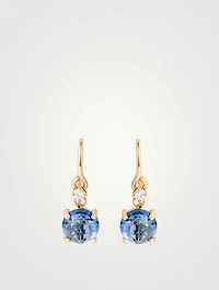Bloom 14K Gold Drop Earrings With Blue Topaz And Diamonds