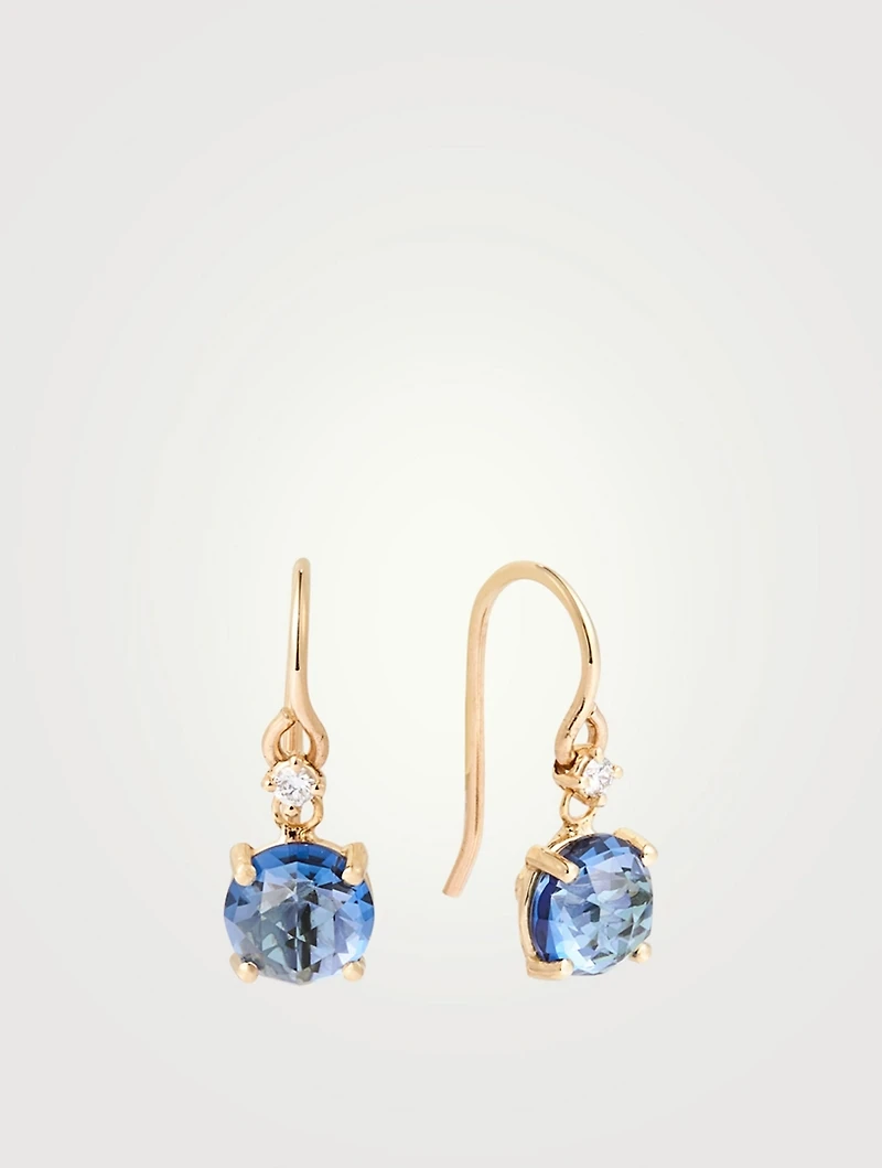 Bloom 14K Gold Drop Earrings With Blue Topaz And Diamonds