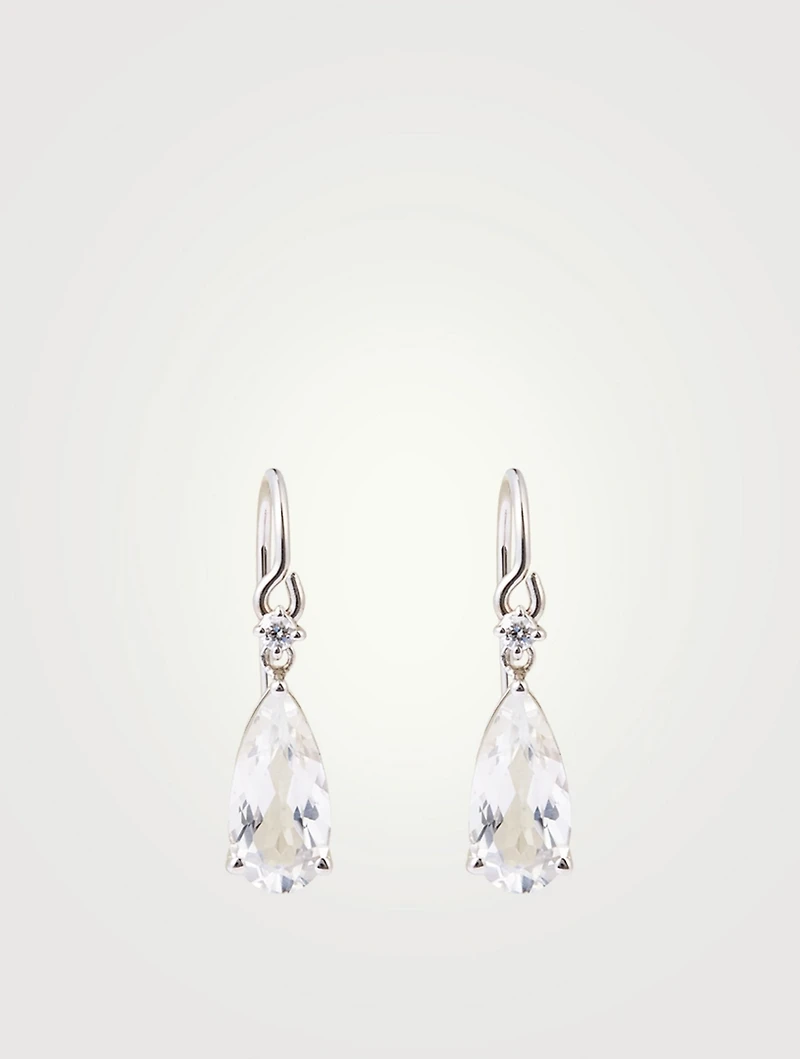 Amalfi 14K White Gold Drop Earrings With White Topaz And Diamonds