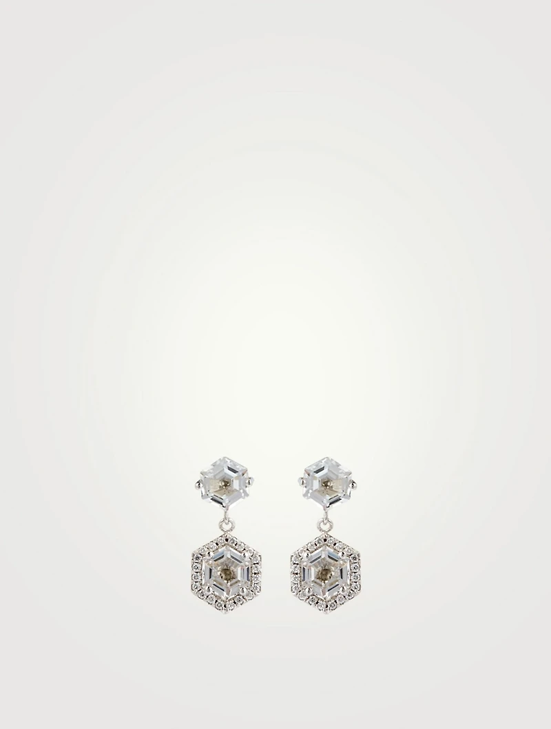 Amalfi 14K White Gold Drop Earrings With White Topaz And Diamonds