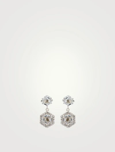 Amalfi 14K White Gold Drop Earrings With White Topaz And Diamonds
