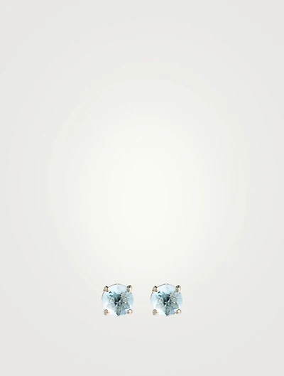 Lyla 14K White Gold Blue Topaz Stud Earrings