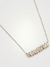 Halle 14K Gold Bar Necklace With Rainbow Moonstone And Diamonds