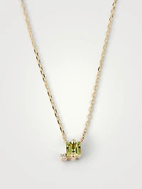 14K Gold Drop Necklace With Peridot And Diamond