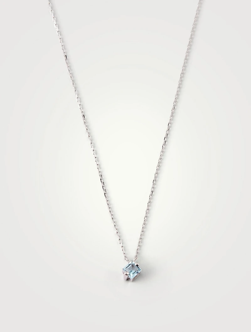 Kai 14K White Gold Drop Necklace With Blue Topaz