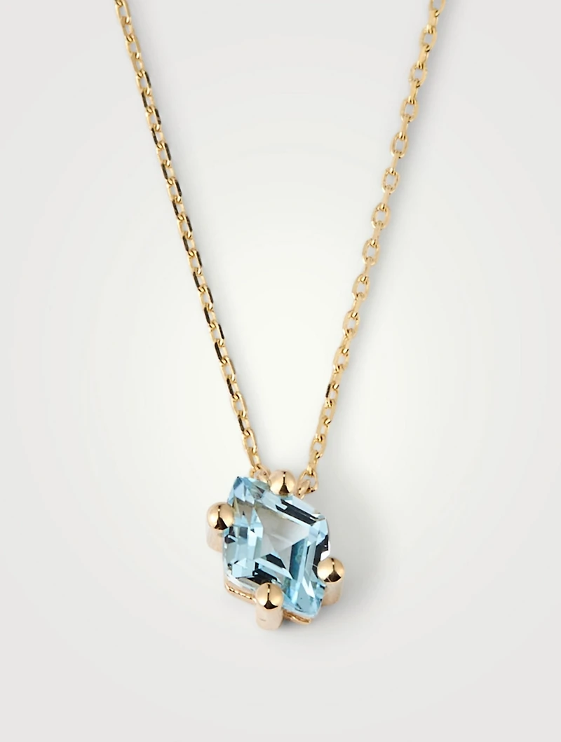 Crete 14K Gold Drop Necklace With Blue Topaz