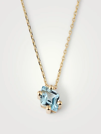 Crete 14K Gold Drop Necklace With Blue Topaz