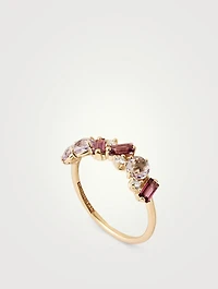 Amalfi 14K Gold Ring With Rhodolite And Rose De France