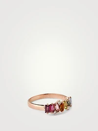 Rainbow Amalfi 14K Rose Gold Half-Wave Band With Gemstones And Diamonds