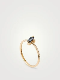 Santorini 14K Gold Stacking Ring With Blue Topaz And Diamonds