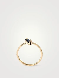 Santorini 14K Gold Stacking Ring With Blue Topaz And Diamonds