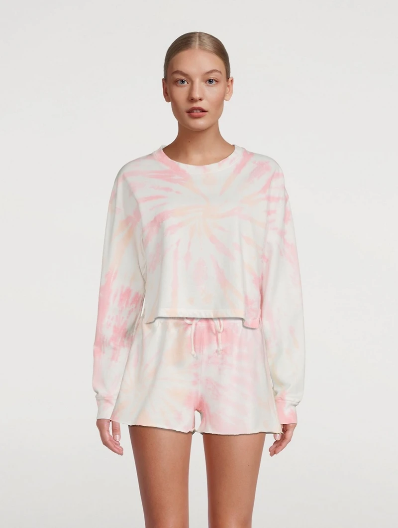 Weekend Terry Cotton Cropped Sweatshirt Tie Dye Print