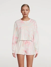 Weekend Terry Cotton Cropped Sweatshirt Tie Dye Print
